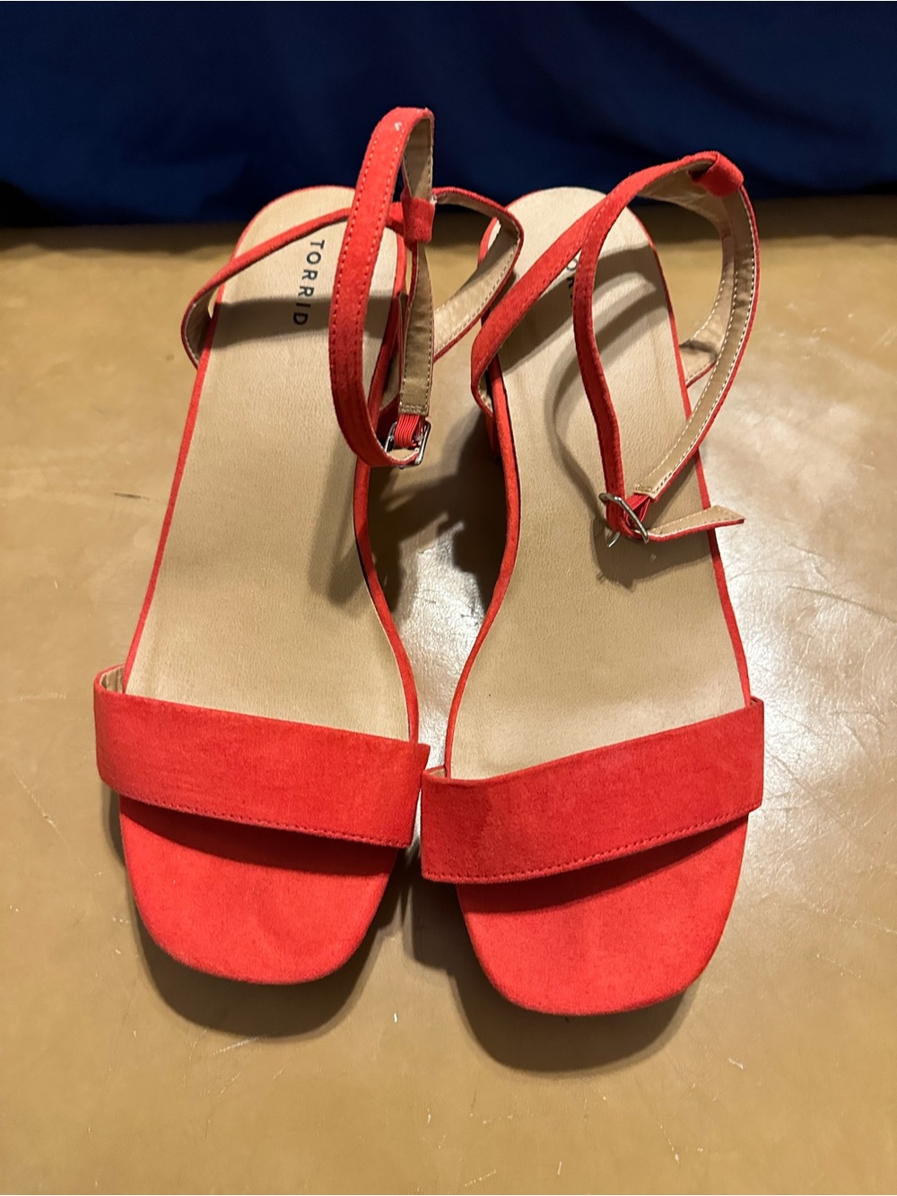 torrid Coral-Red Ankle-Strap Block Heel Sandals